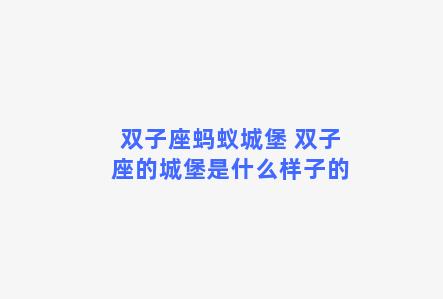 双子座蚂蚁城堡 双子座的城堡是什么样子的